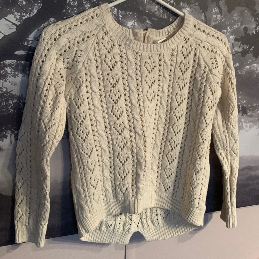 Gorgeous heart knit sweater cream & gold girls 10-12